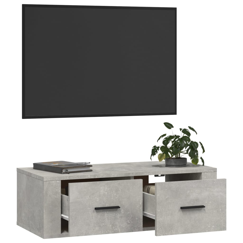 Piekaramais TV skapītis, betona pelēks, 80x36x25cm, koks
