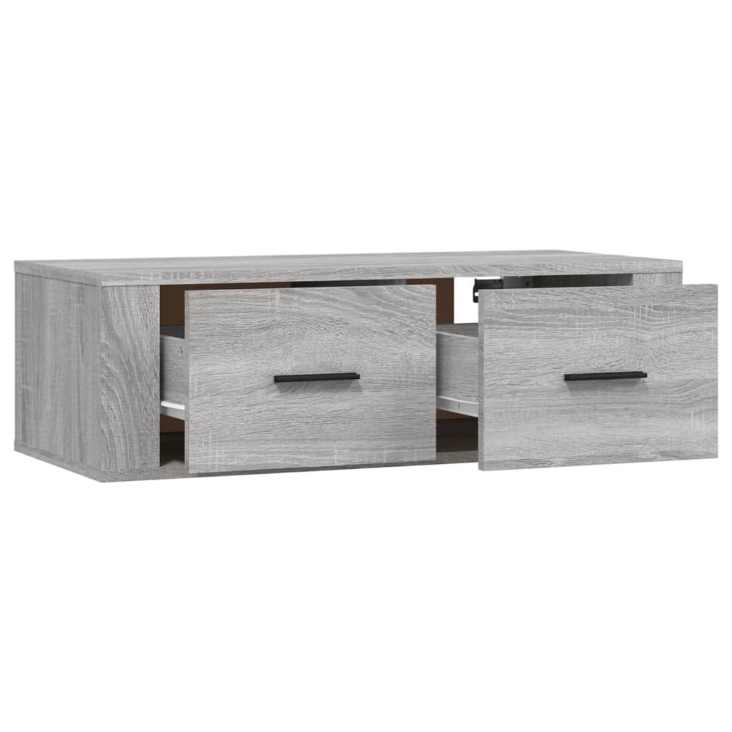 Wall-mounted TV Cabinet, Gray Oak, 80x36x25cm, Wood