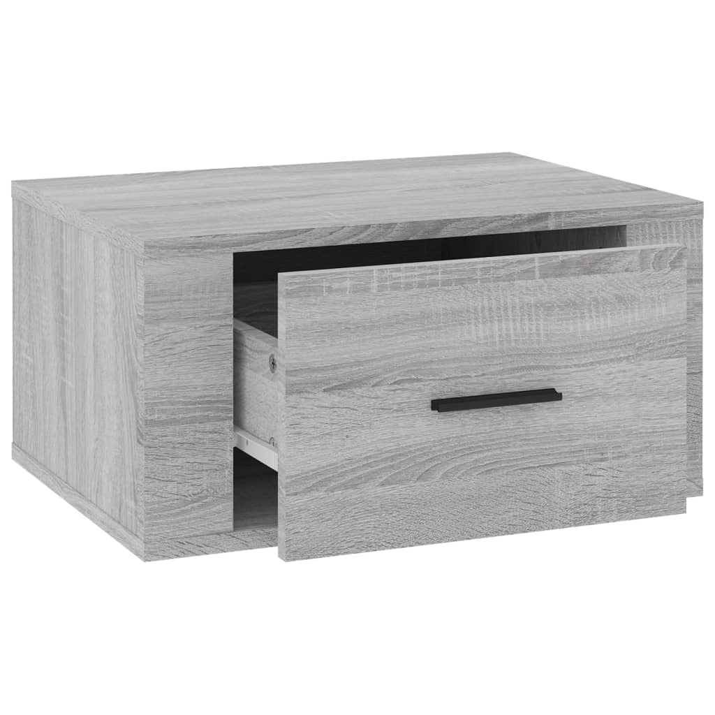 Wall-mounted bedside table, grey oak, 50x36x25cm