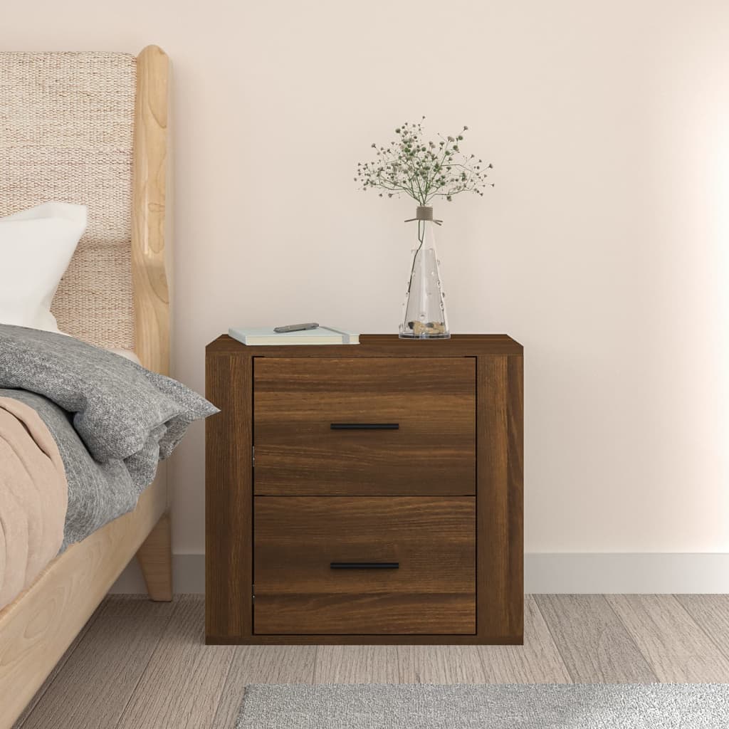 Wall-mounted bedside cabinet, brown oak, 50x36x47cm