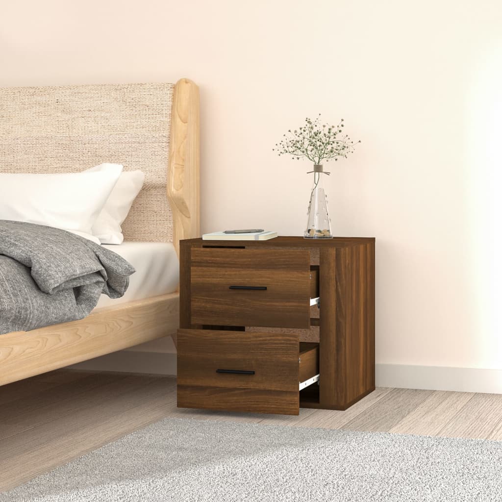 Wall-mounted bedside cabinet, brown oak, 50x36x47cm