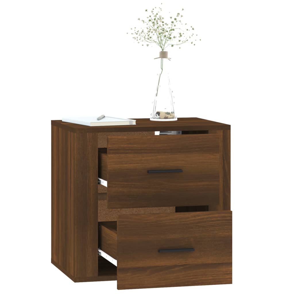 Wall-mounted bedside cabinet, brown oak, 50x36x47cm