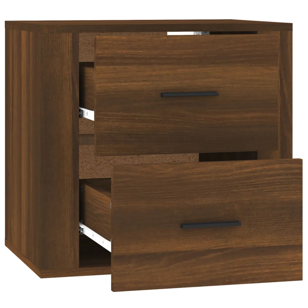 Wall-mounted bedside cabinet, brown oak, 50x36x47cm