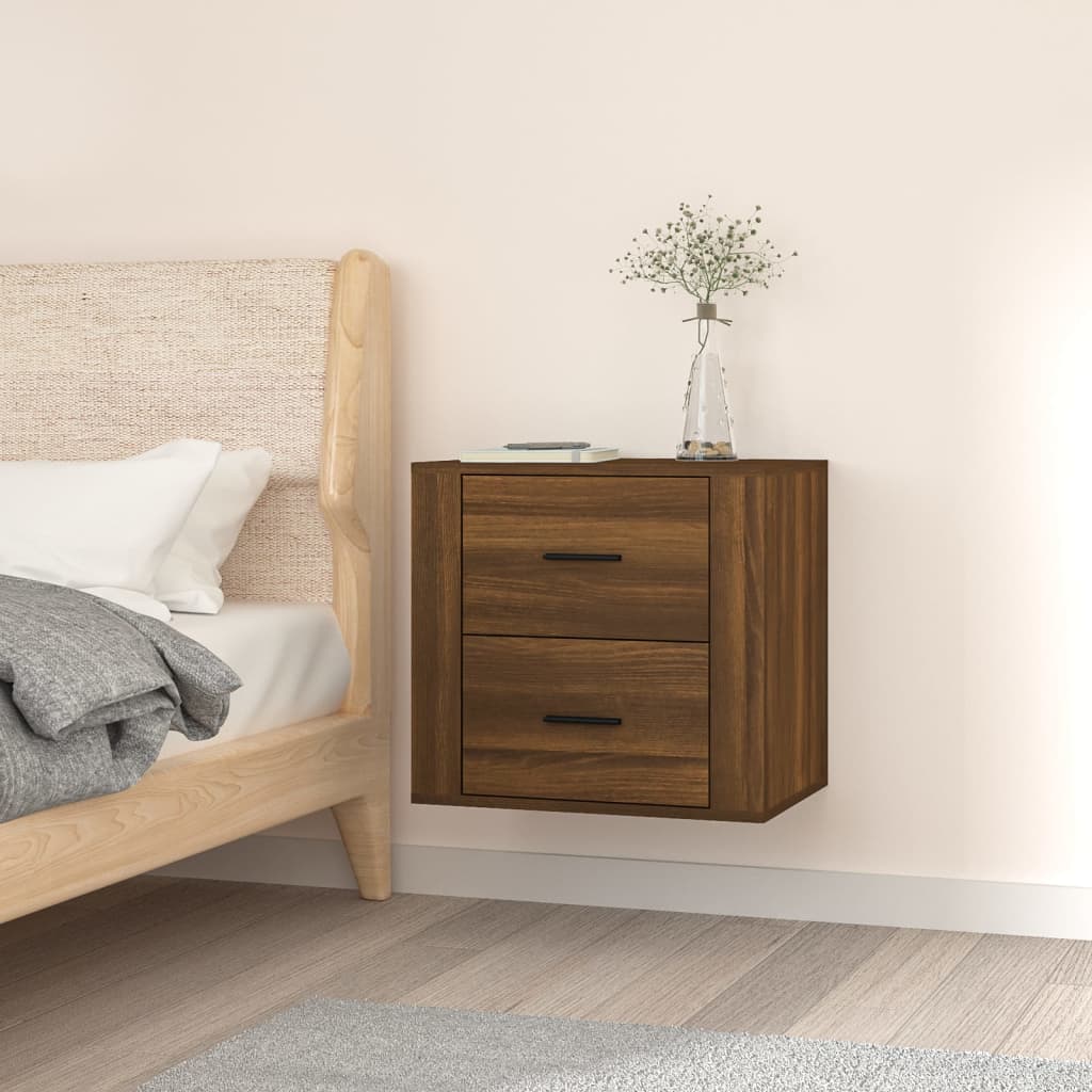 Wall-mounted bedside cabinet, brown oak, 50x36x47cm