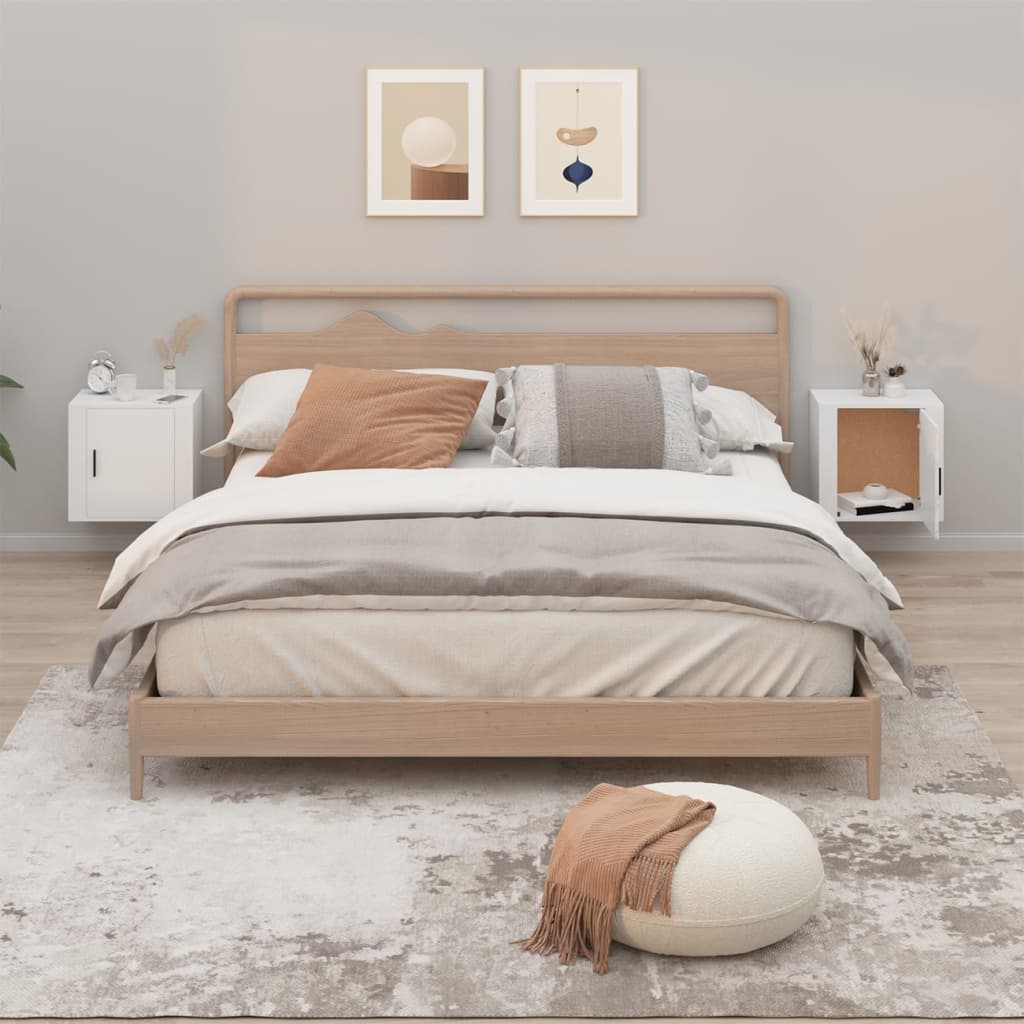Wall-mounted bedside tables, 2 pcs., white, 50x30x47cm