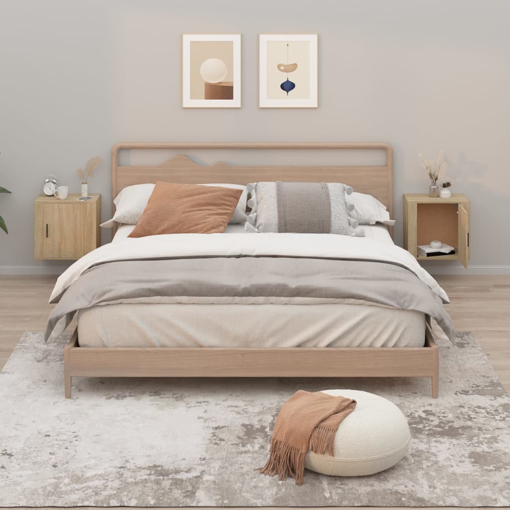 Wall-mounted nightstands, 2 pcs., oak, 50x30x47cm