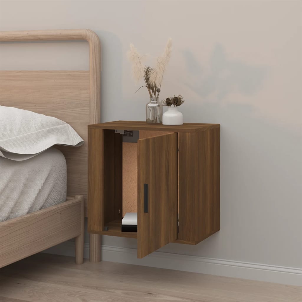 Wall-mounted nightstand, brown oak, 50x30x47cm