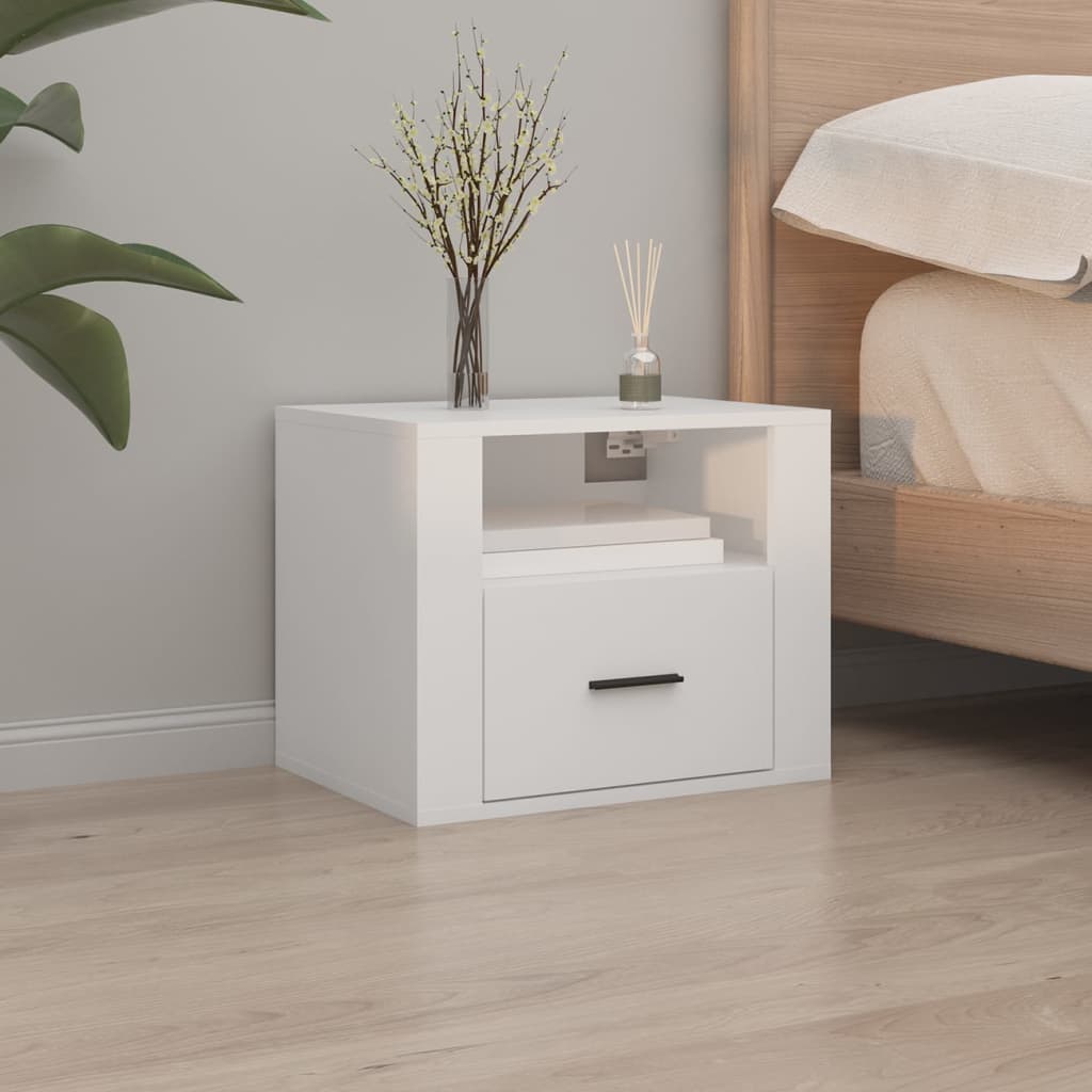 Wall-mounted bedside tables, 2 pcs., white, 50x36x40cm