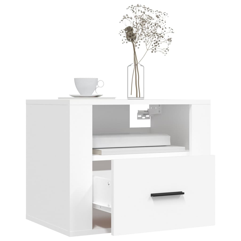Wall-mounted bedside tables, 2 pcs., white, 50x36x40cm