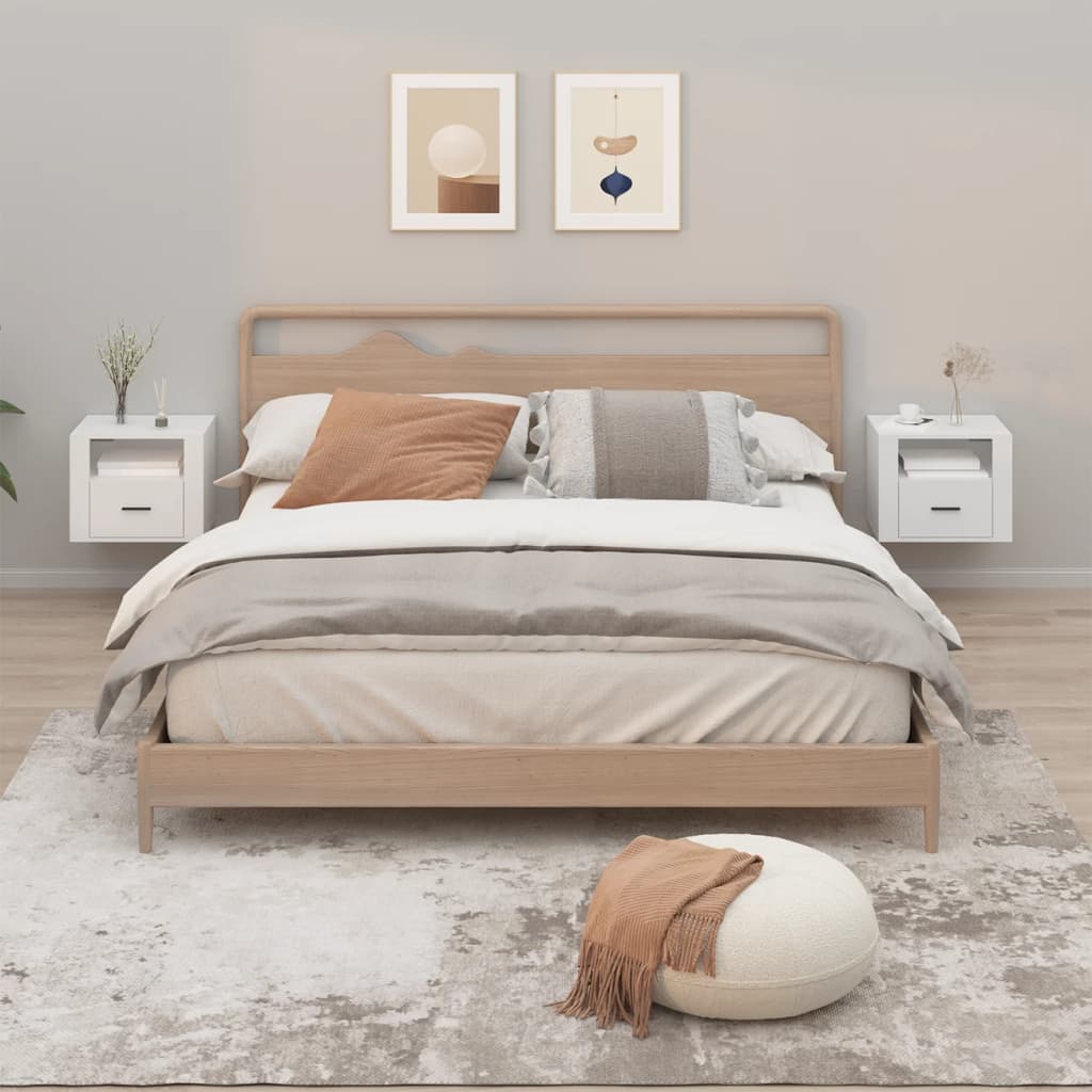 Wall-mounted bedside tables, 2 pcs., white, 50x36x40cm