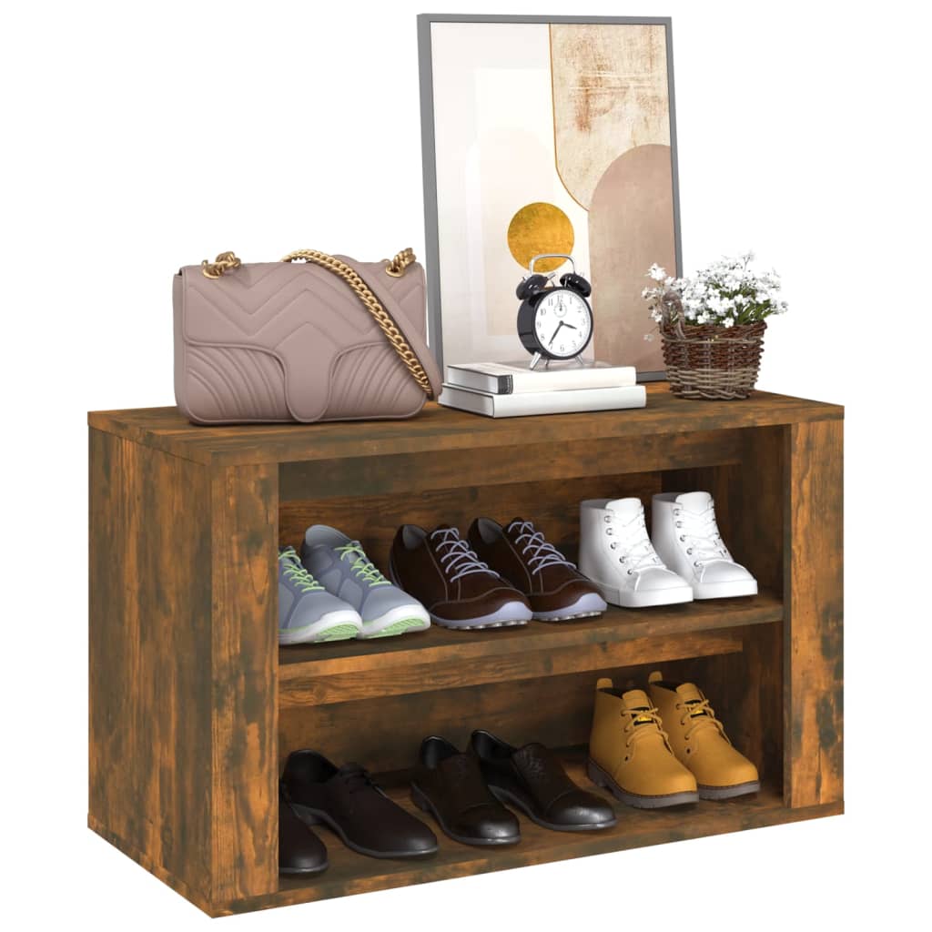 Shoe rack, smoky oak, 75x35x45cm, wood