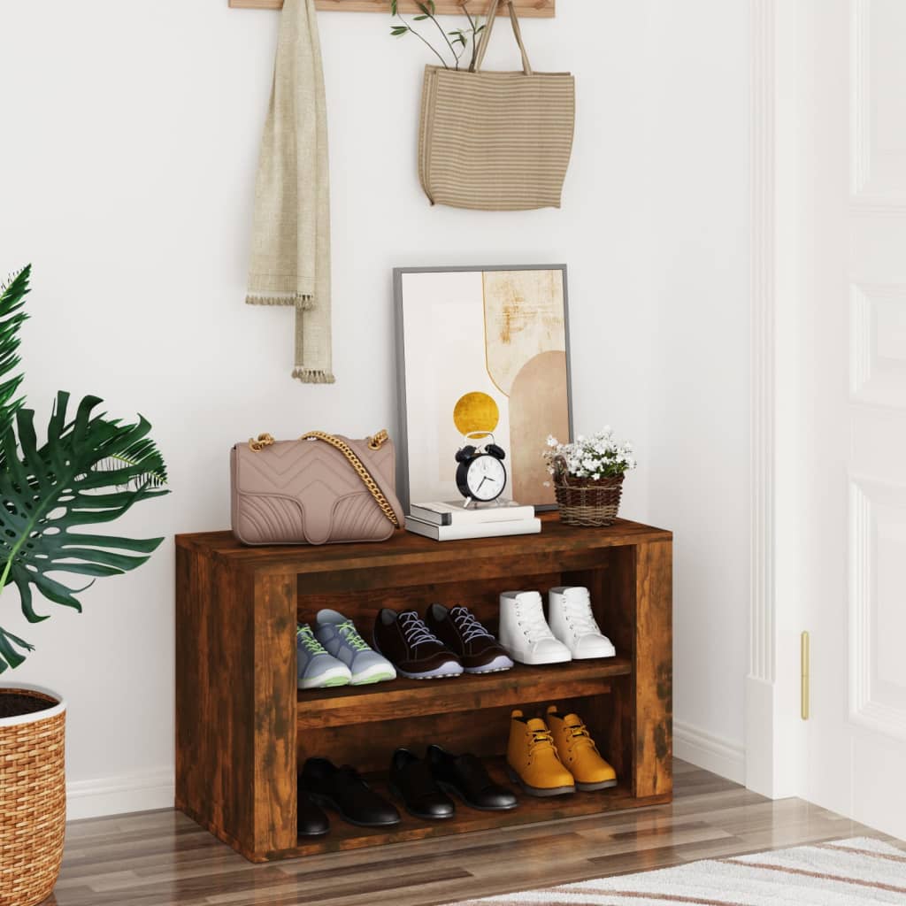 Shoe rack, smoky oak, 75x35x45cm, wood