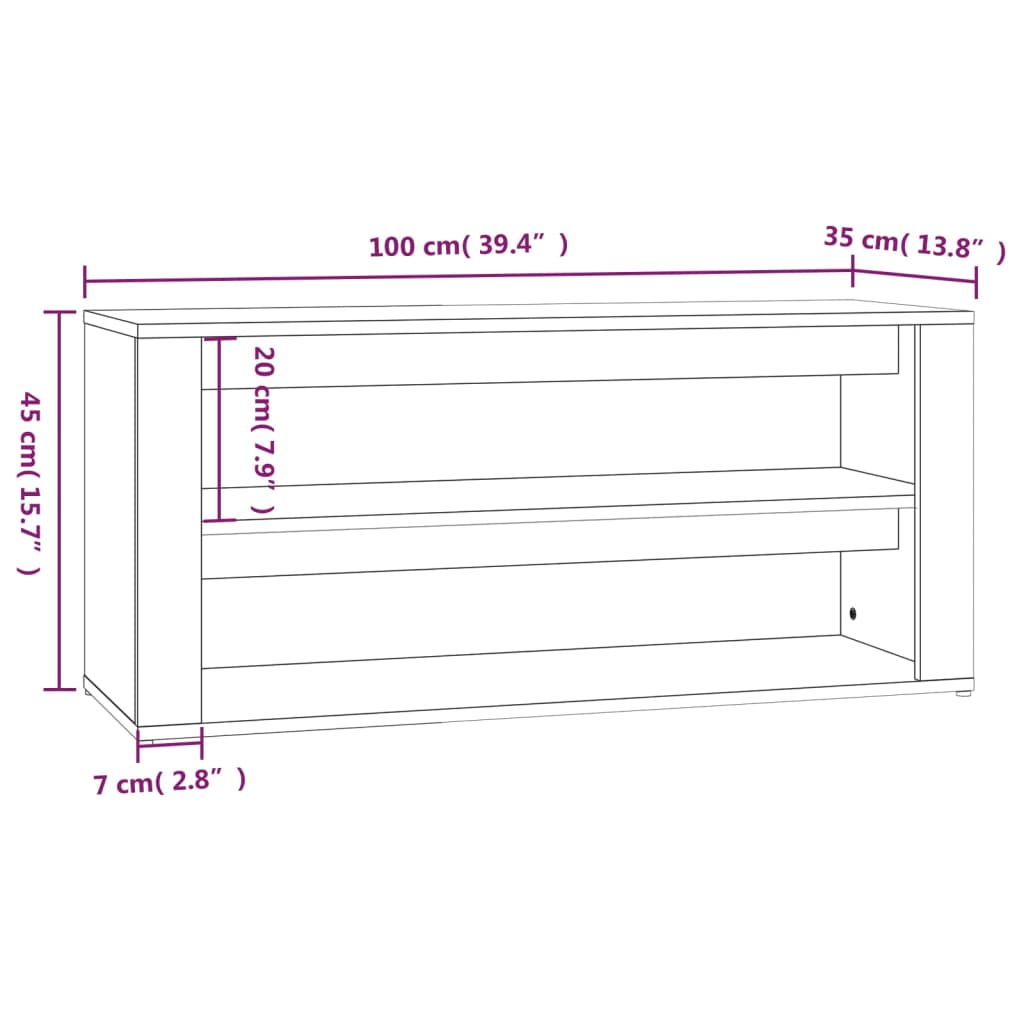 Apavu plaukts, balts, 100x35x45cm, apstrādāts koks
