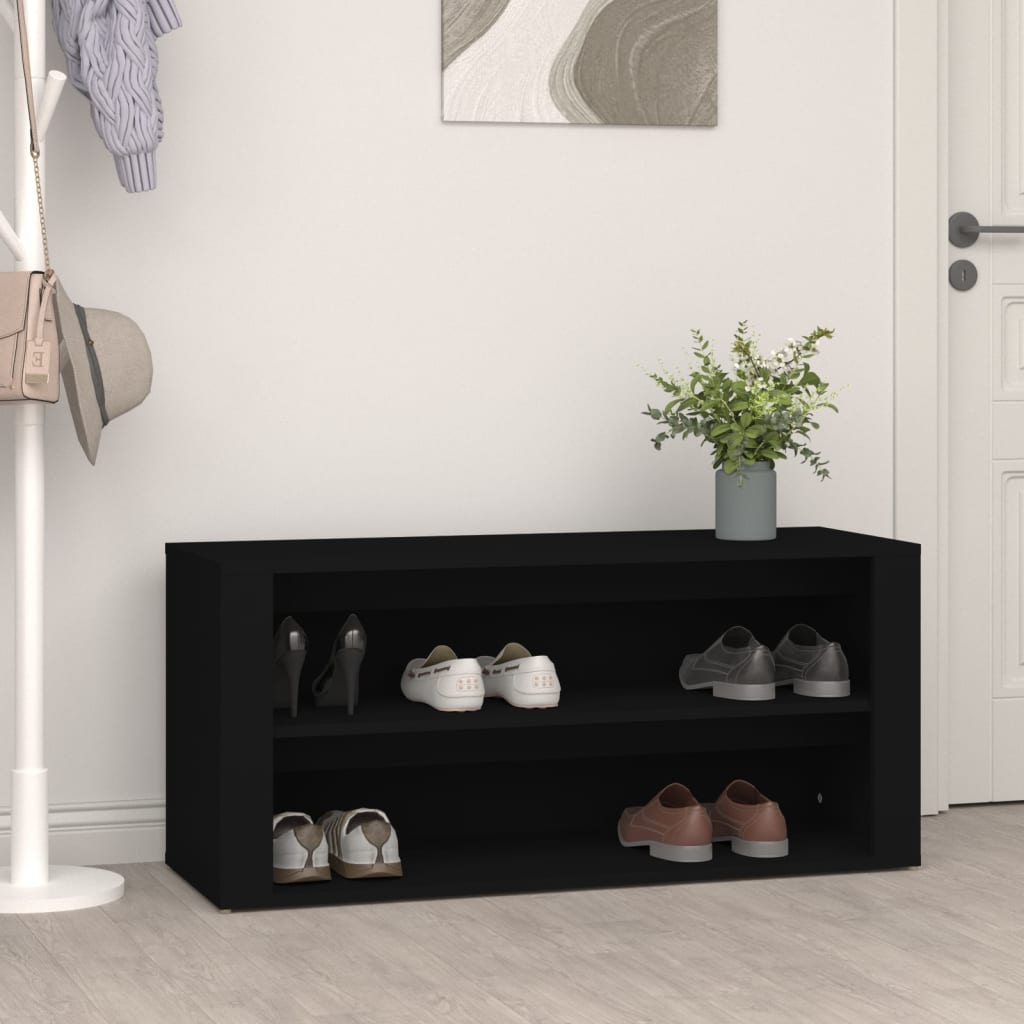 Apavu plaukts, melns, 100x35x45cm, apstrādāta koksne