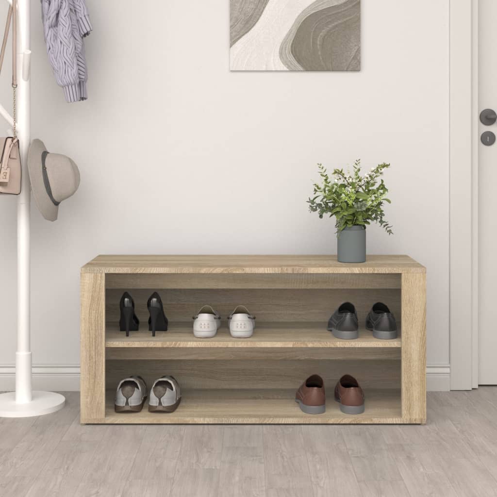Shoe rack, oak color, 100x35x45cm, treated wood