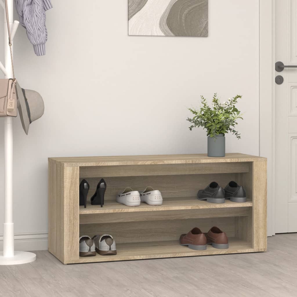 Shoe rack, oak color, 100x35x45cm, treated wood