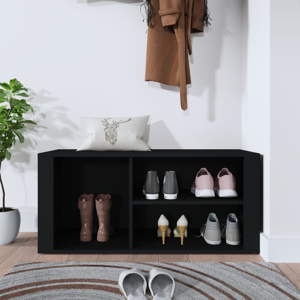 Shoe cabinet, black, 100x35x45cm, engineered wood