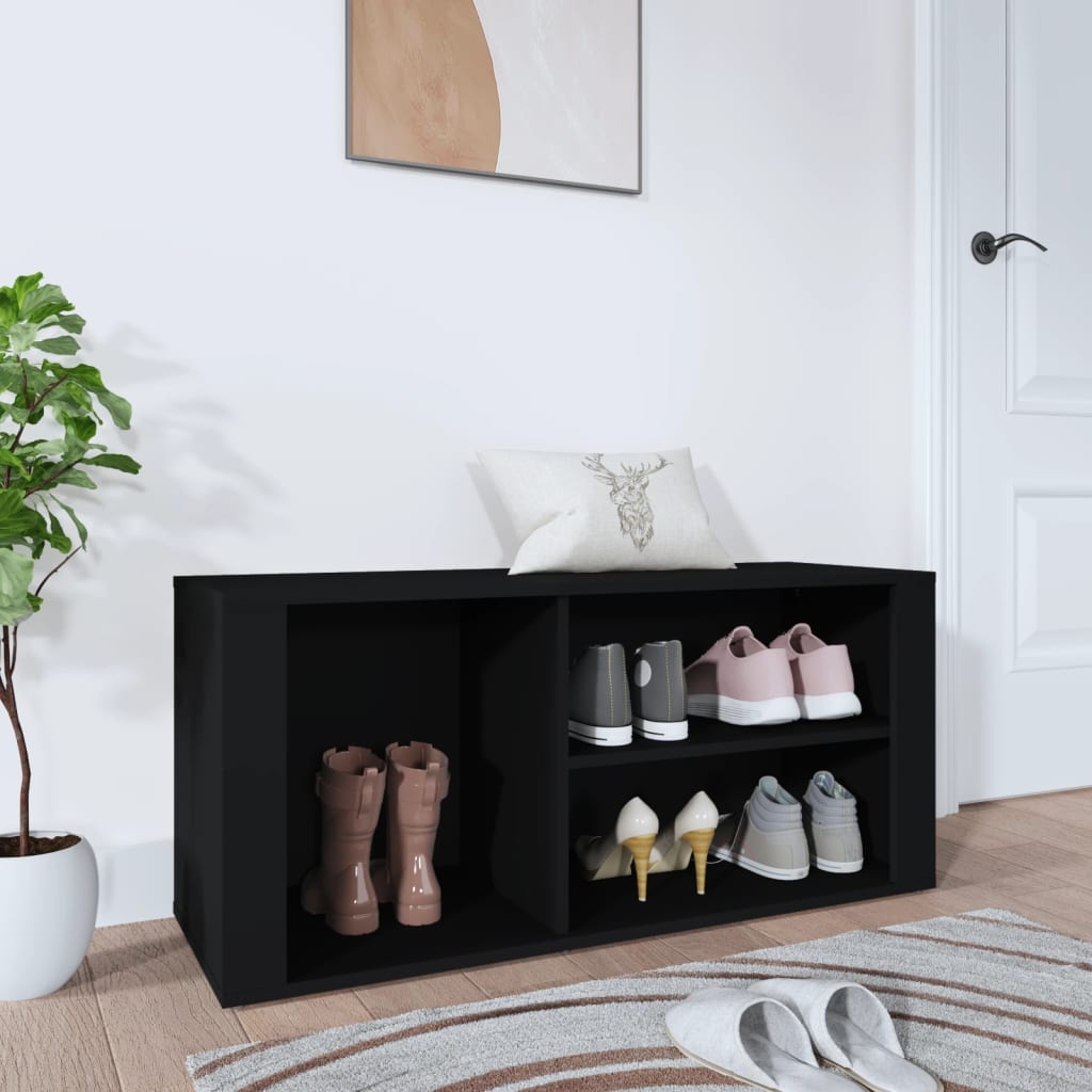 Shoe cabinet, black, 100x35x45cm, engineered wood