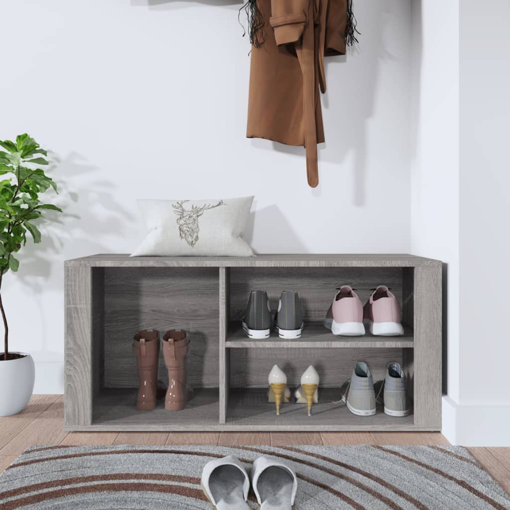 Shoe cabinet, grey oak, 100x35x45cm, engineered wood