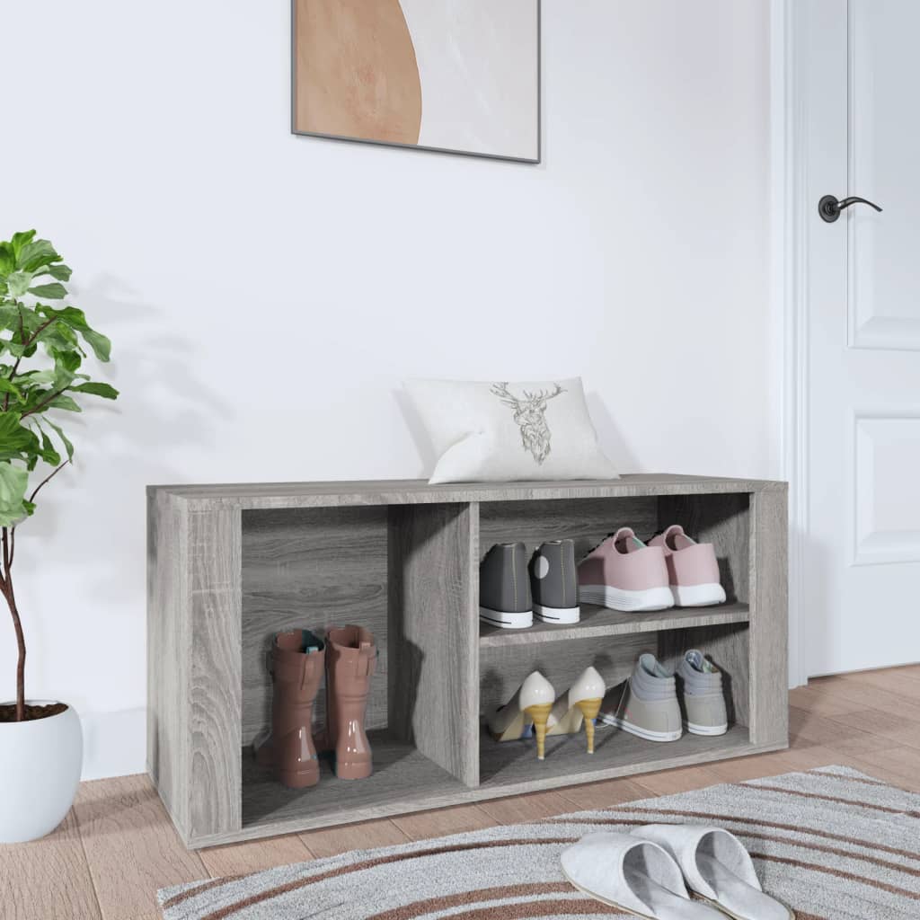 Shoe cabinet, grey oak, 100x35x45cm, engineered wood