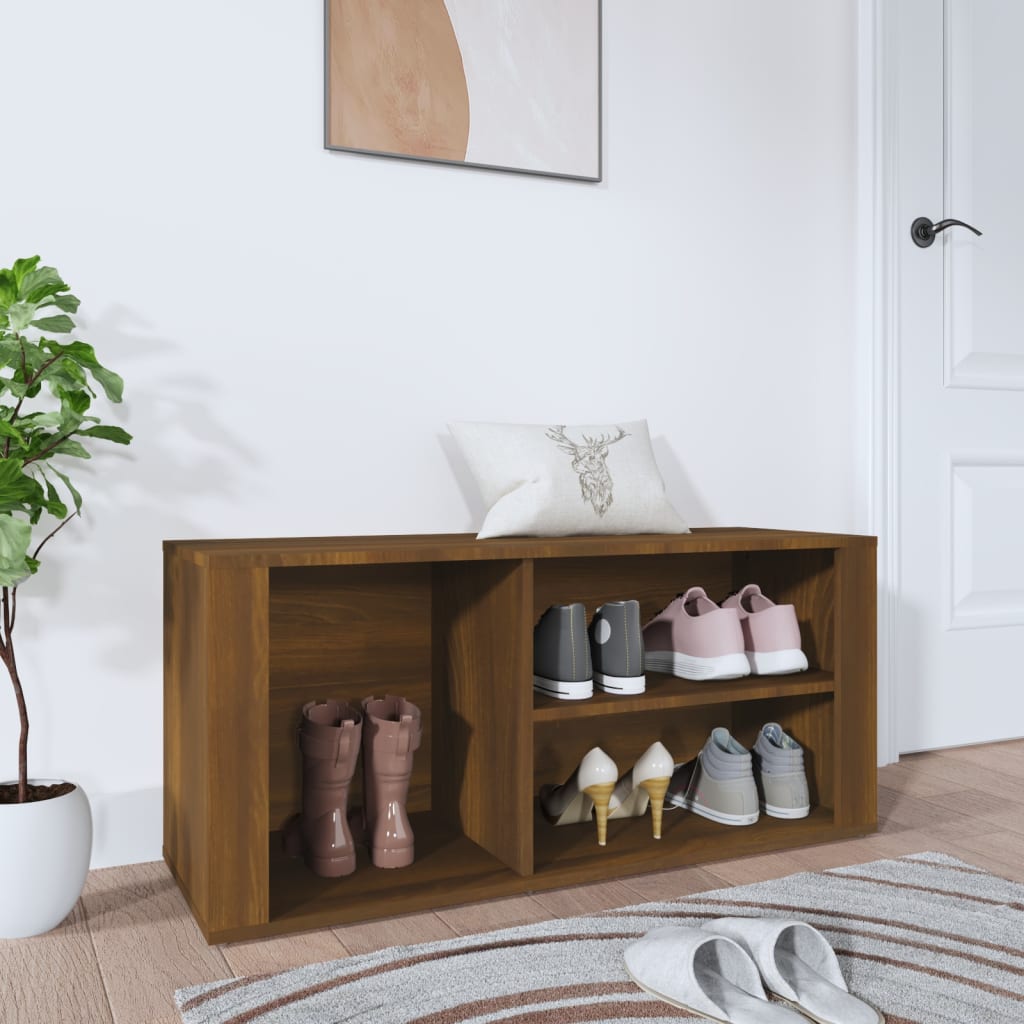 Shoe cabinet, brown oak, 100x35x45cm, engineered wood
