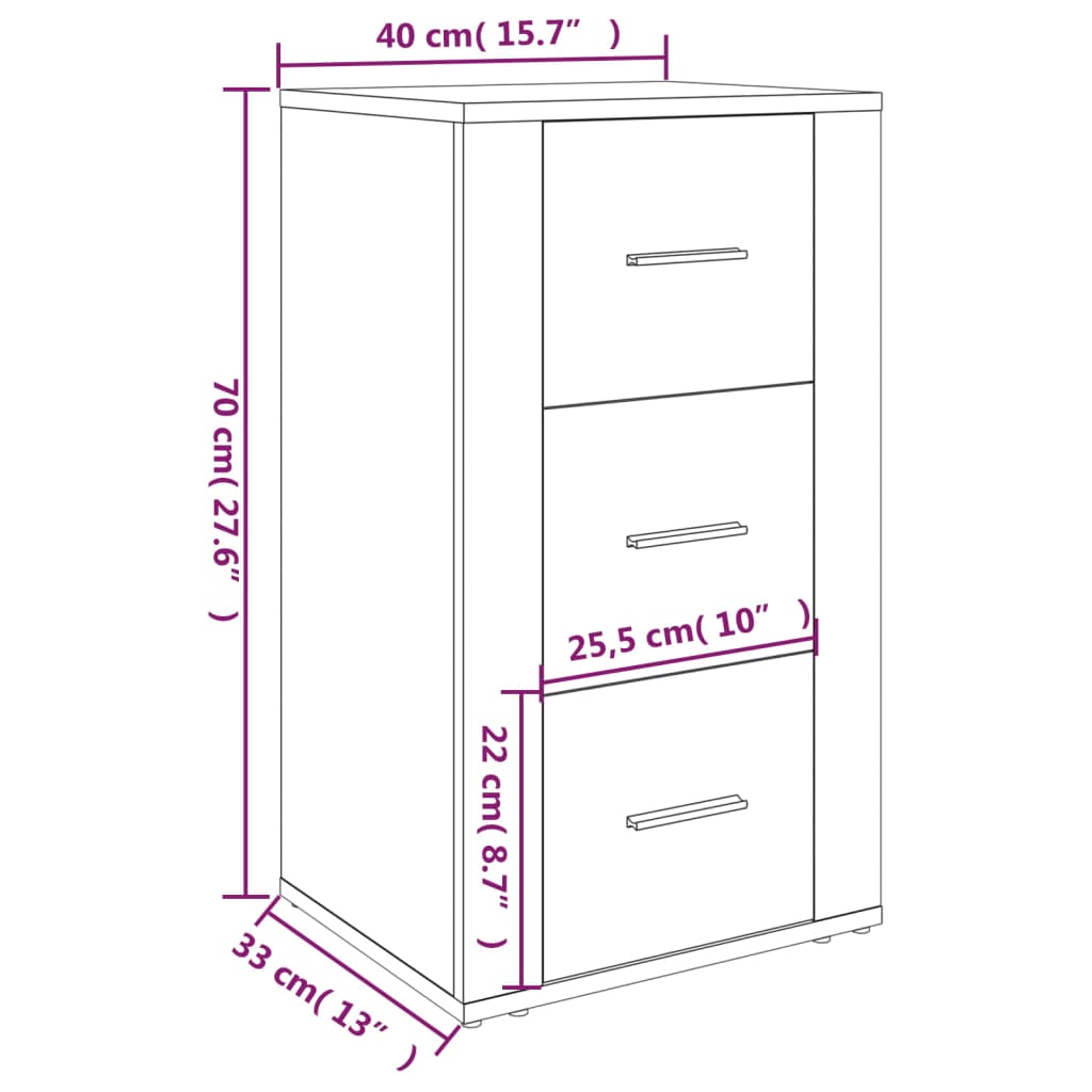 Side cabinet, oak colour, 40x33x70cm, engineered wood