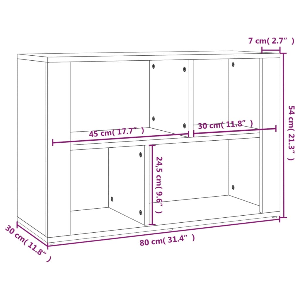 Side cabinet, oak color, 80x30x54cm, engineered wood
