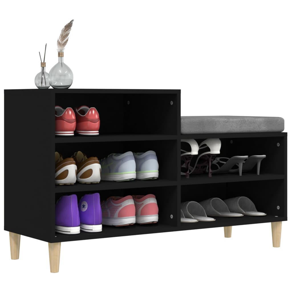 Shoe cabinet, black, 102x36x60cm, engineered wood