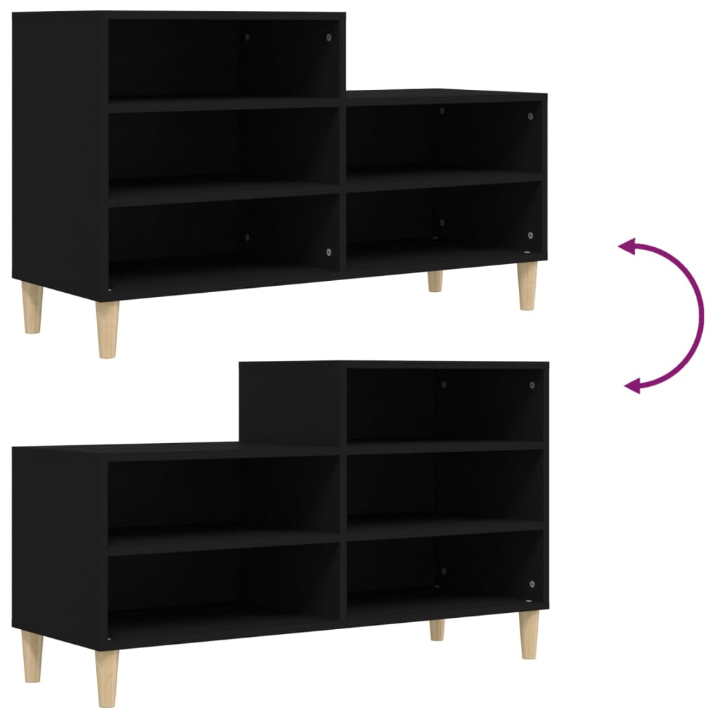 Shoe cabinet, black, 102x36x60cm, engineered wood