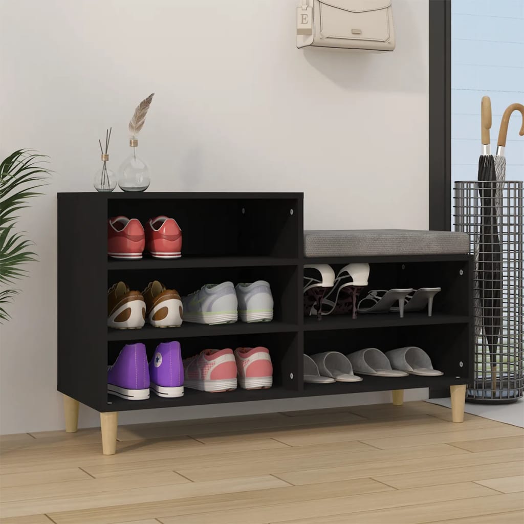 Shoe cabinet, black, 102x36x60cm, engineered wood