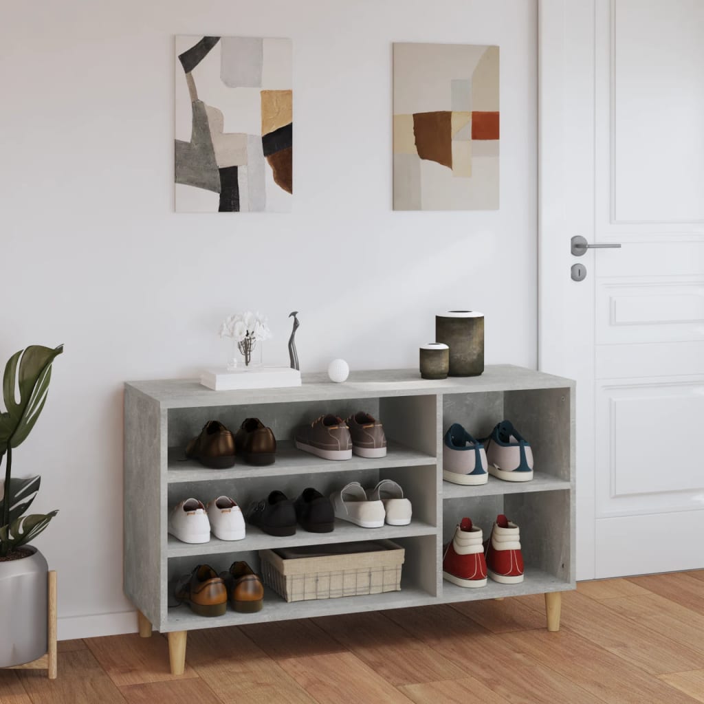 Spintelė batams, betono pilka, 102x36x60cm, apdirbta mediena
