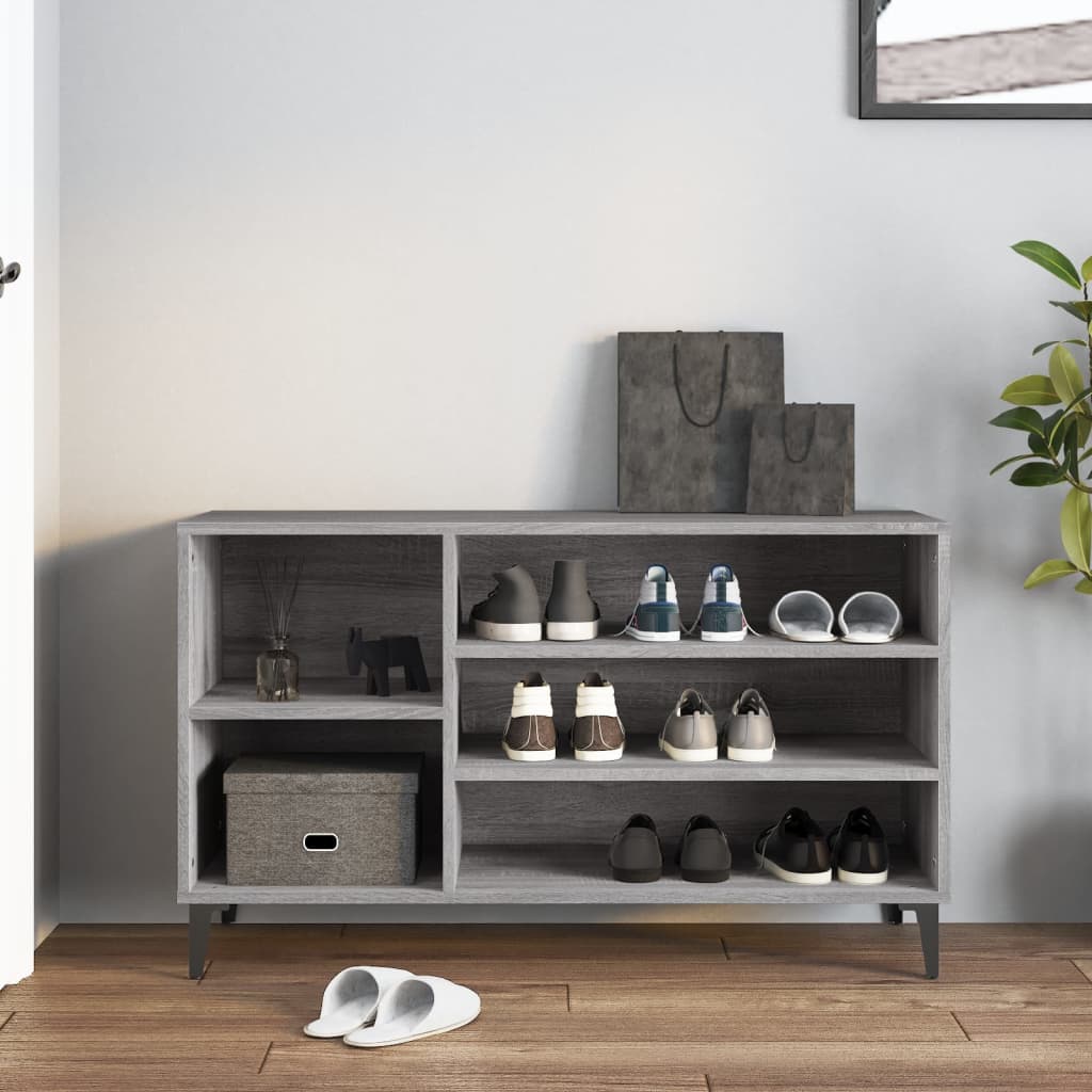 Shoe cabinet, grey oak, 102x36x60cm, engineered wood