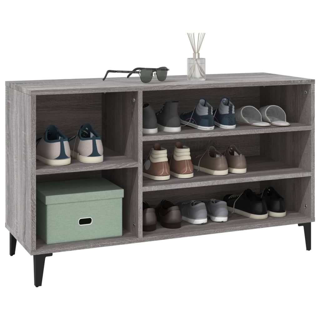 Shoe cabinet, grey oak, 102x36x60cm, engineered wood