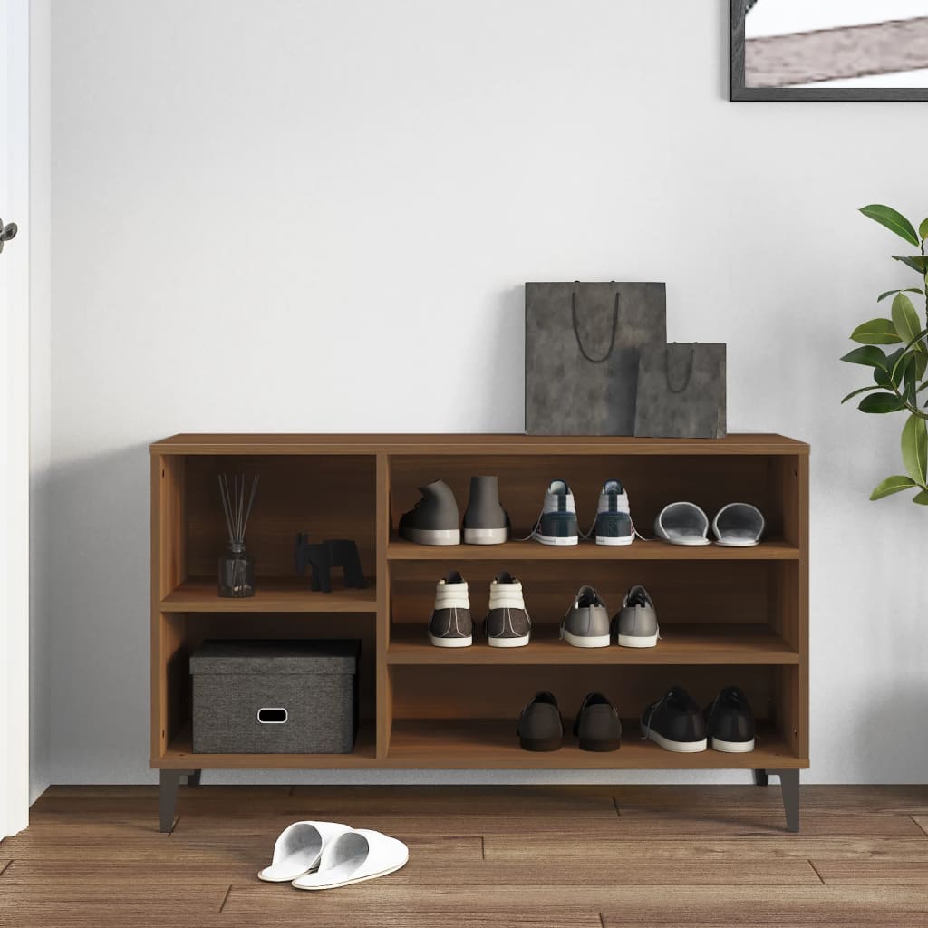 Shoe cabinet, brown oak, 102x36x60cm, engineered wood