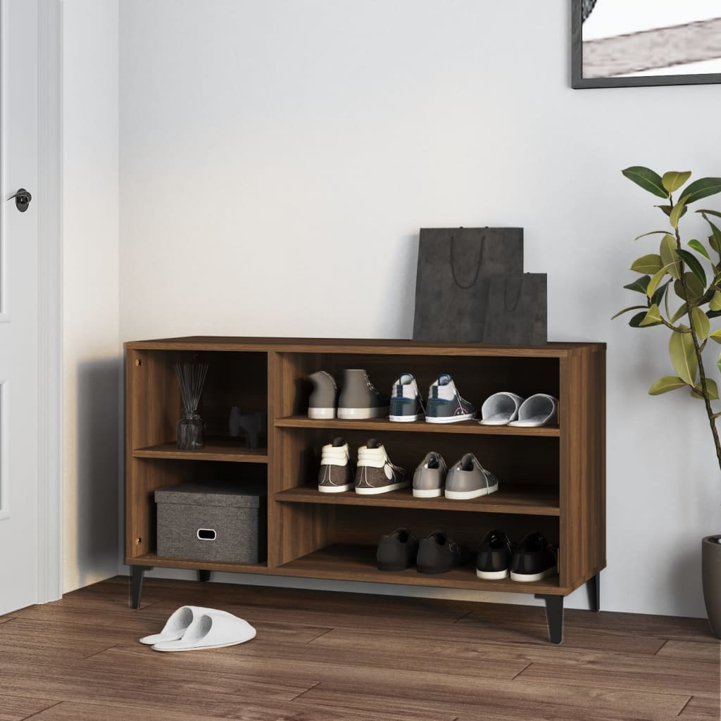 Shoe cabinet, brown oak, 102x36x60cm, engineered wood