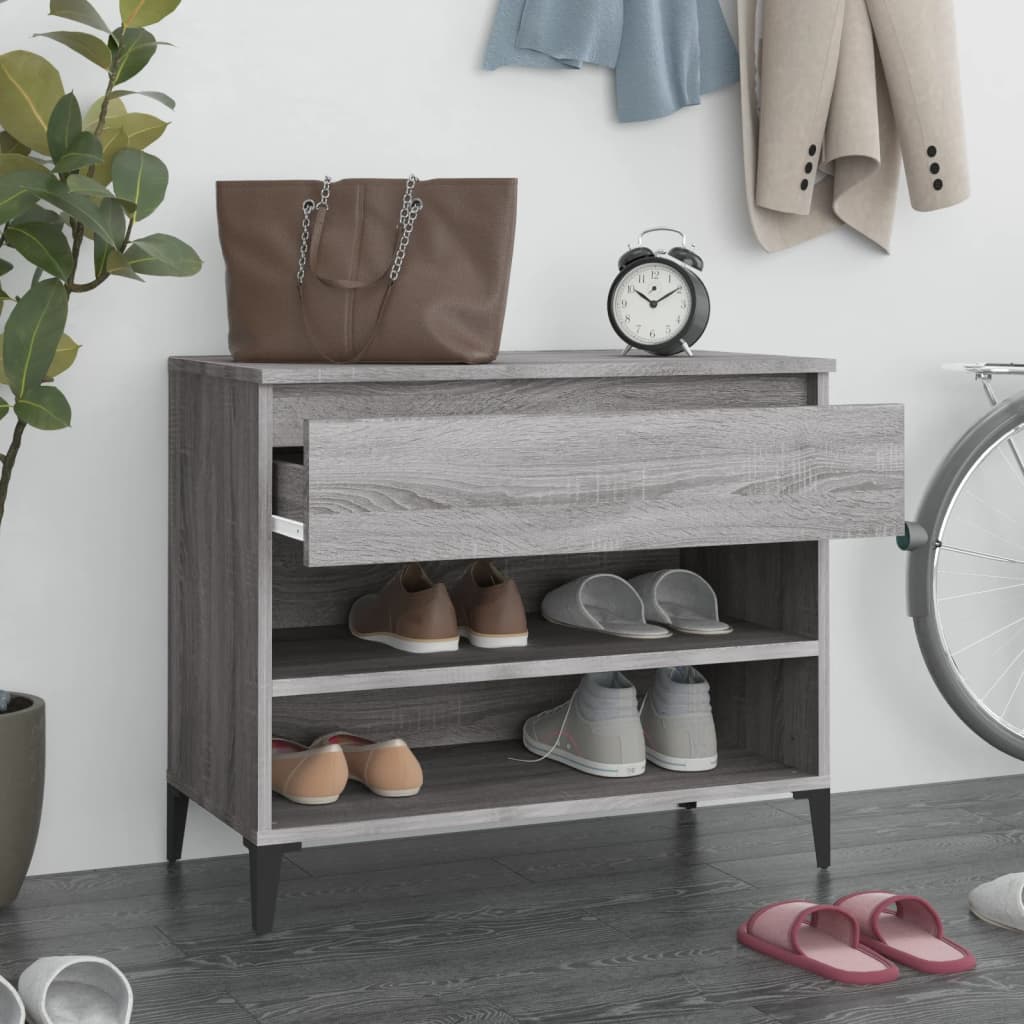 Shoe cabinet, grey oak, 70x36x60cm, engineered wood