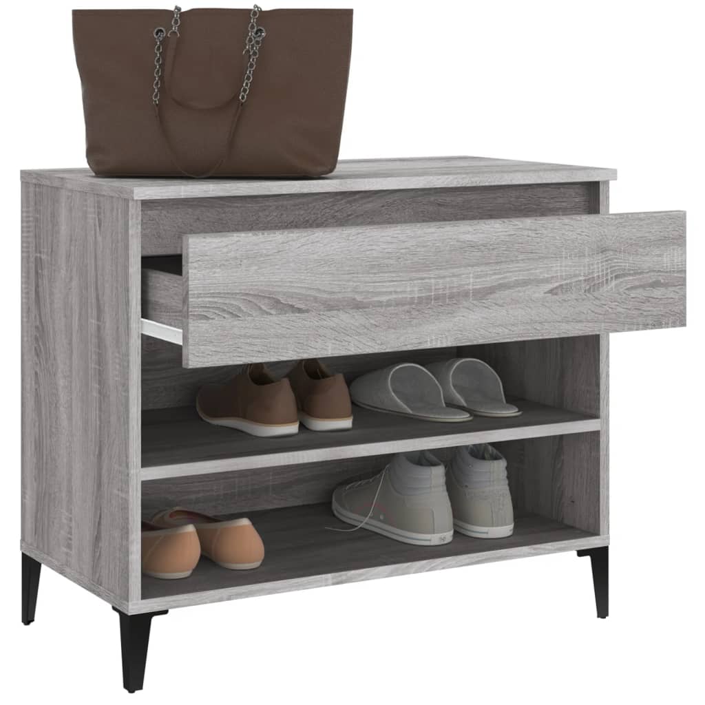 Shoe cabinet, grey oak, 70x36x60cm, engineered wood