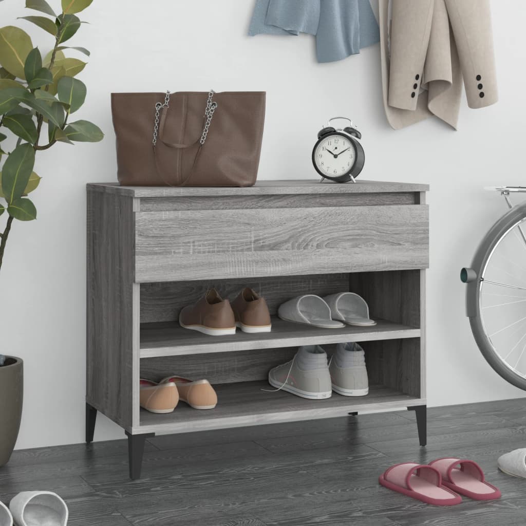 Shoe cabinet, grey oak, 70x36x60cm, engineered wood