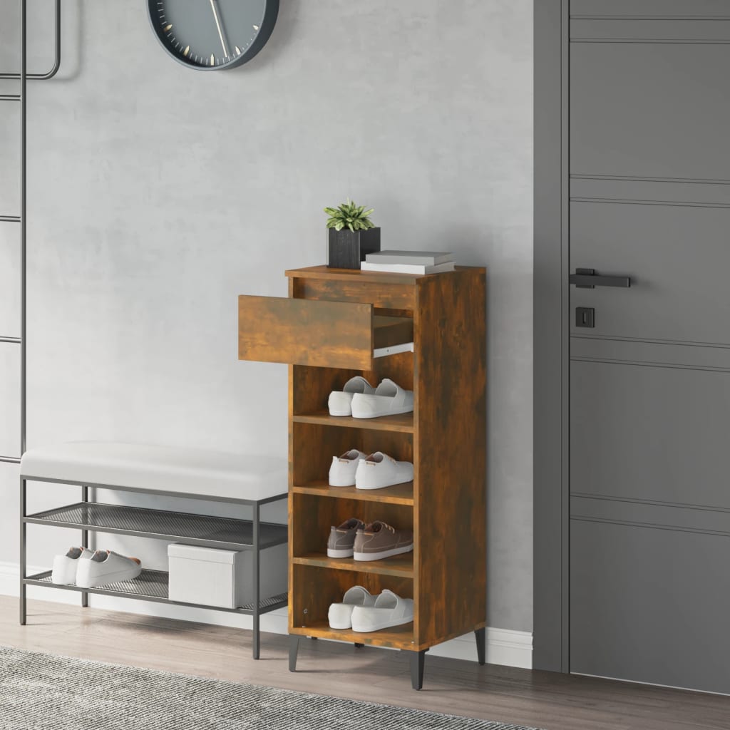 Shoe rack, smoked oak, 40x36x105cm, engineered wood