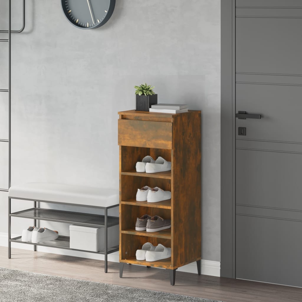 Shoe rack, smoked oak, 40x36x105cm, engineered wood