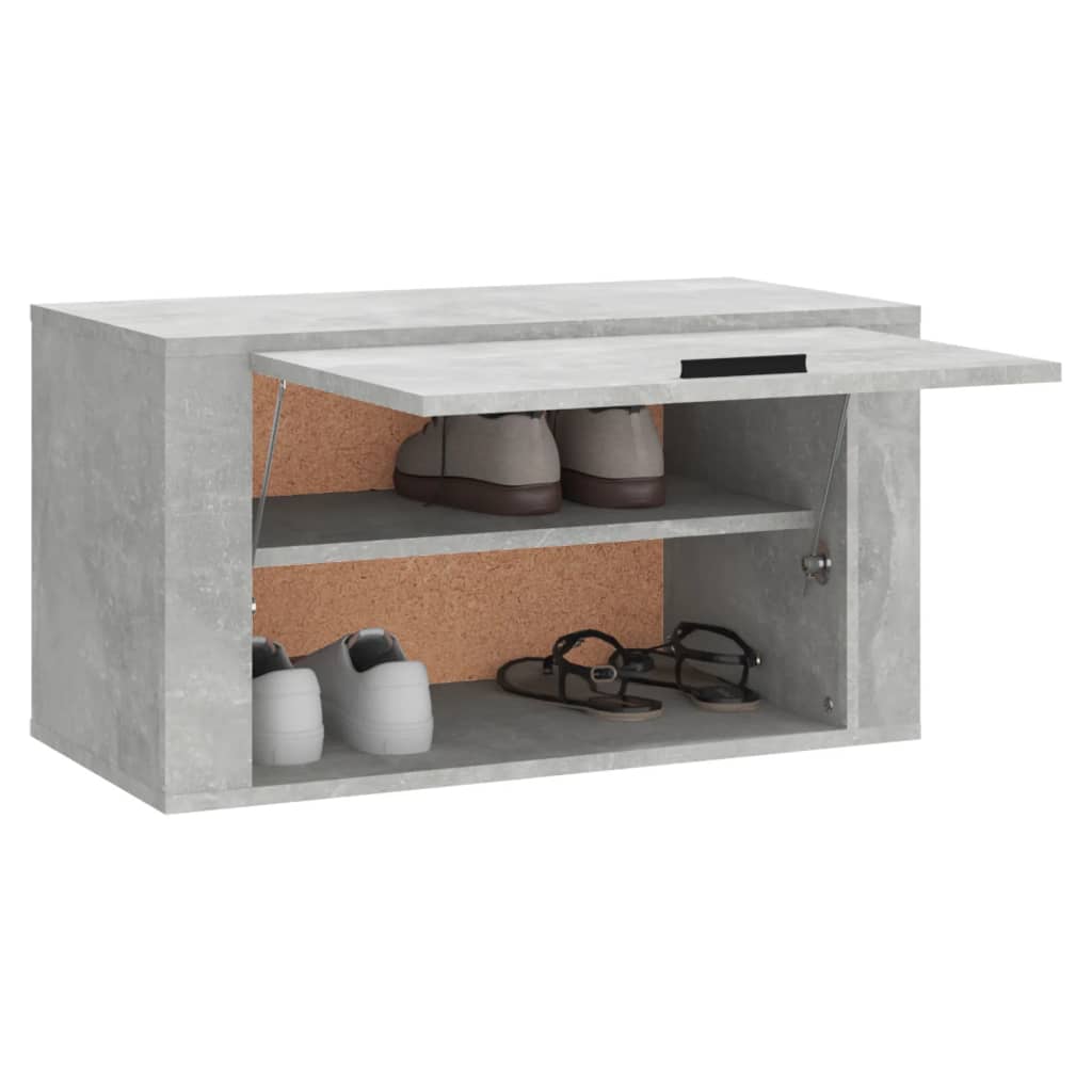 Wall-mounted shoe cabinet, concrete grey, 70x35x38cm, wood