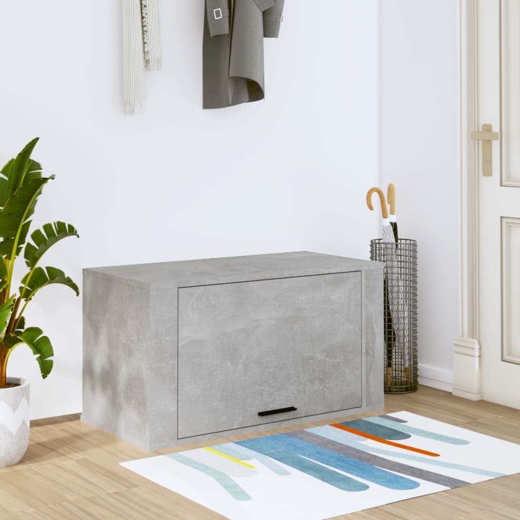 Wall-mounted shoe cabinet, concrete grey, 70x35x38cm, wood