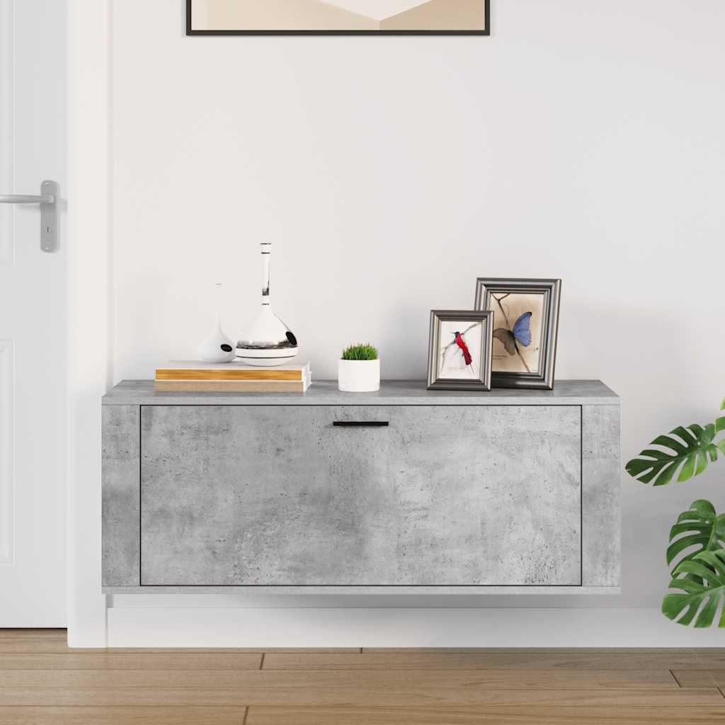 Shoe cabinet, concrete grey, 100x35x38cm, engineered wood