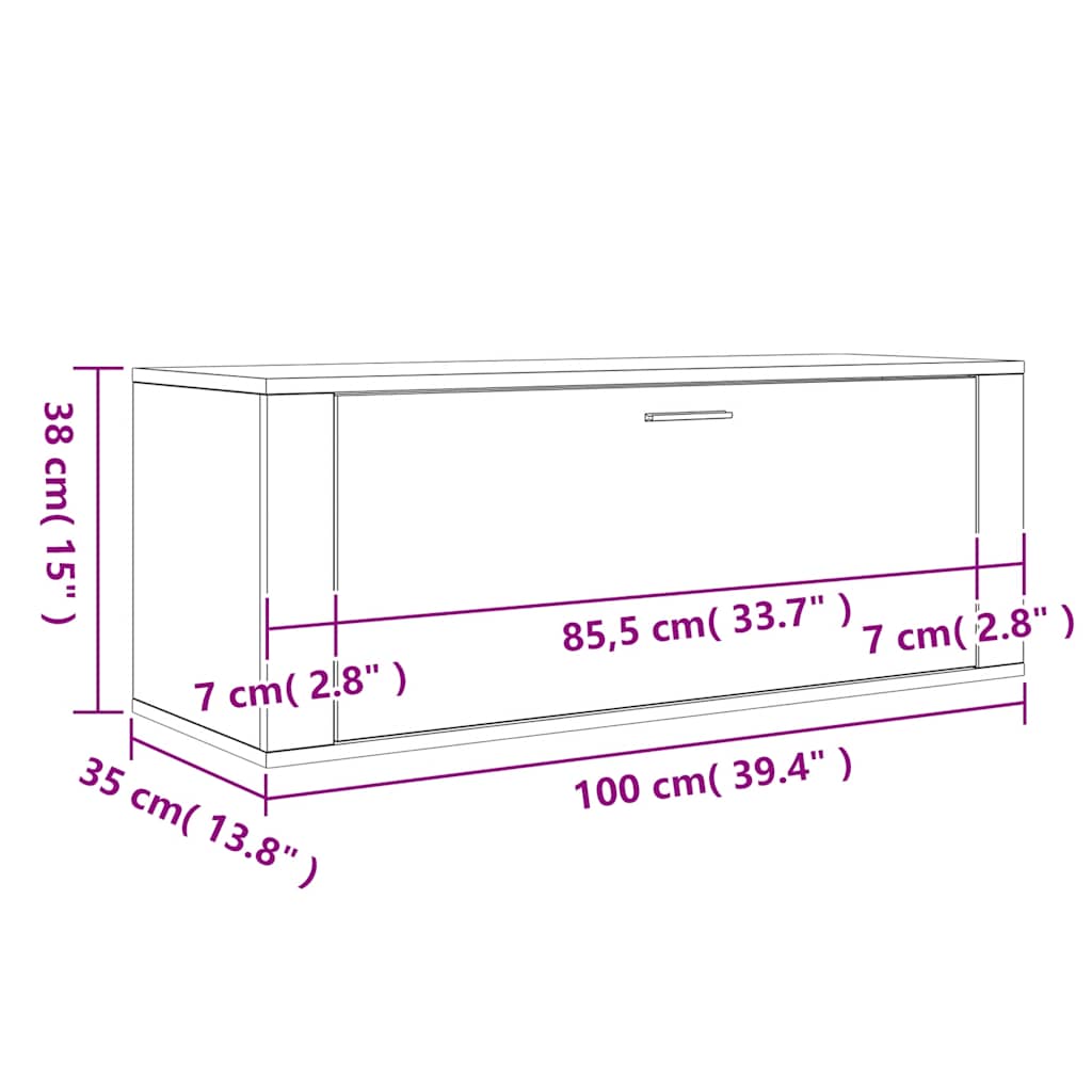 Spintelė batams, dūminio ąžuolo, 100x35x38cm, apdirbta mediena