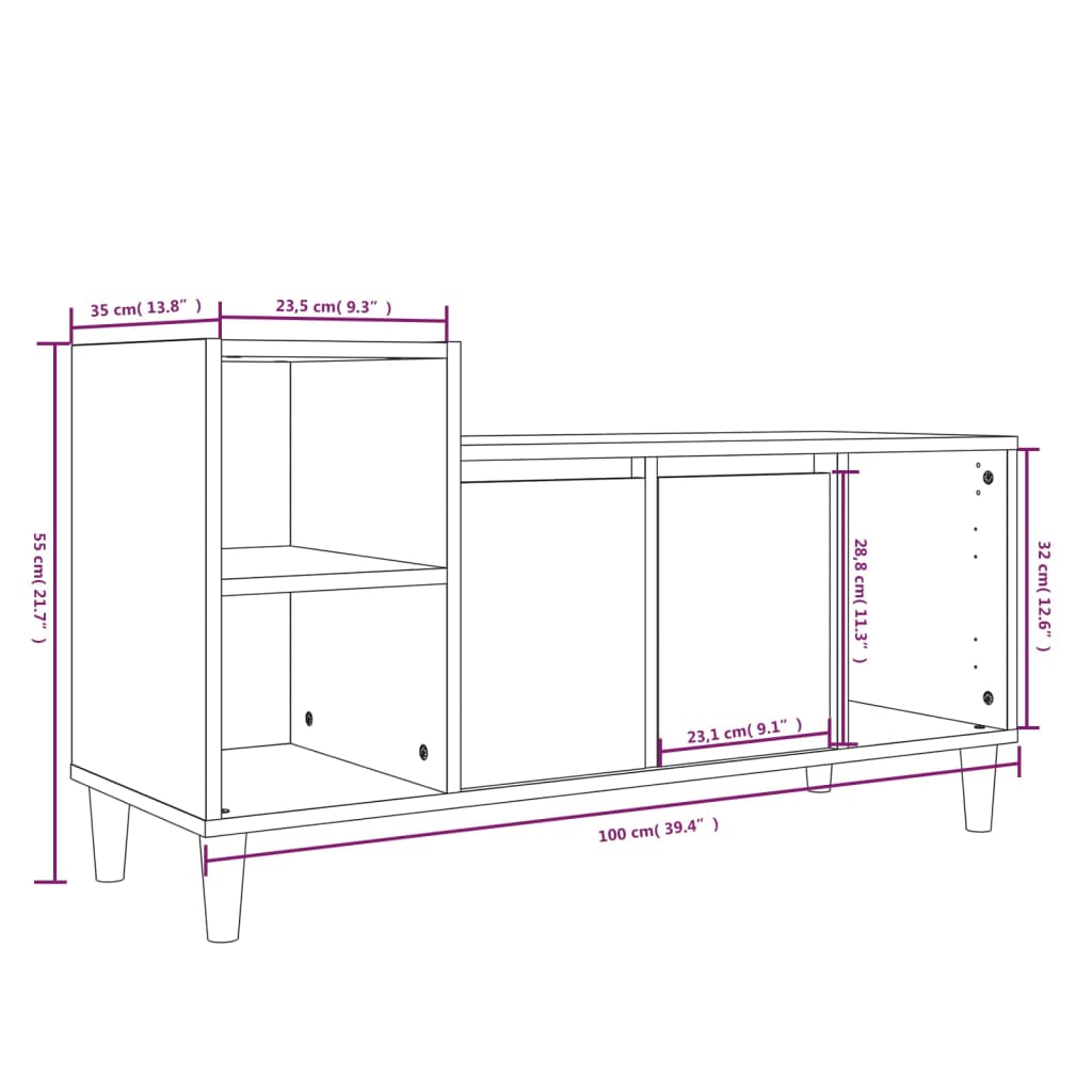 TV cabinet, white, 100x35x55cm, wood
