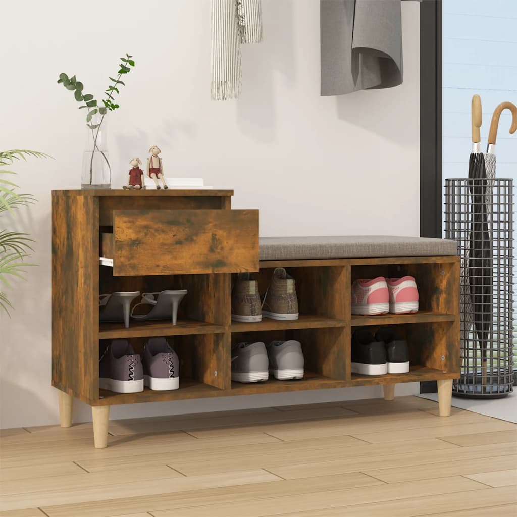 Shoe cabinet, smoky oak, 102x36x60cm, engineered wood