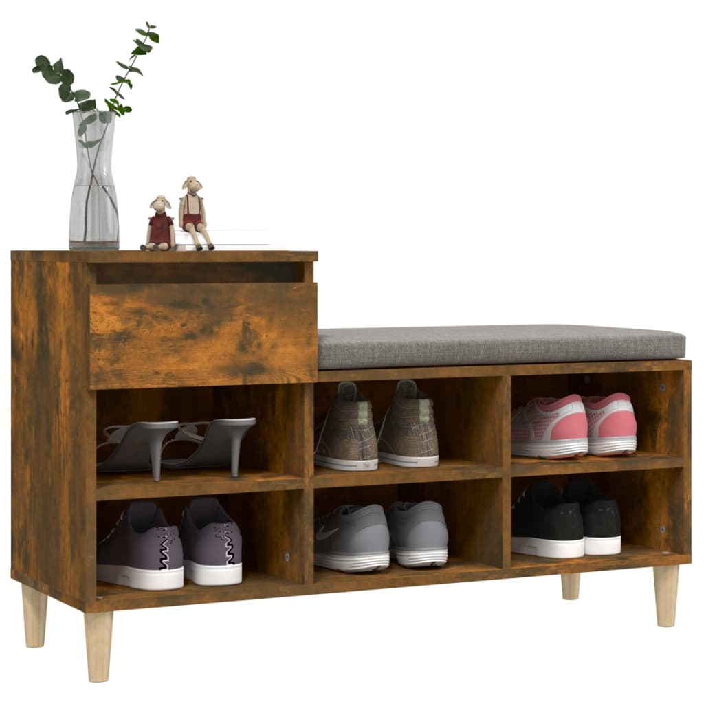 Shoe cabinet, smoky oak, 102x36x60cm, engineered wood
