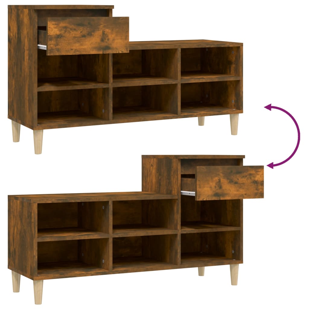 Shoe cabinet, smoky oak, 102x36x60cm, engineered wood