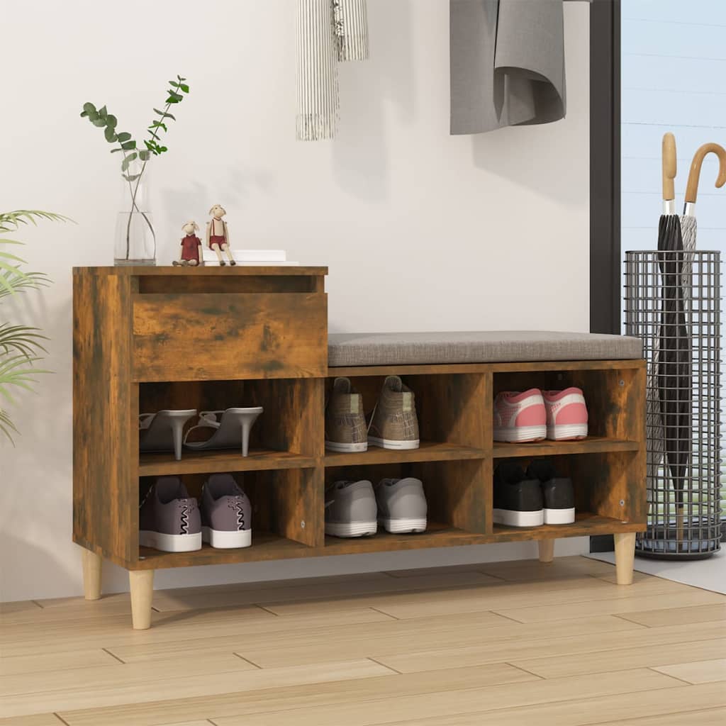 Shoe cabinet, smoky oak, 102x36x60cm, engineered wood