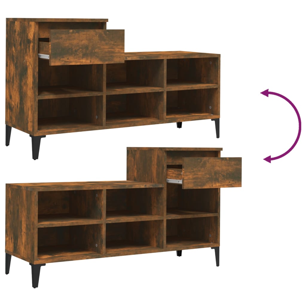 Shoe cabinet, smoky oak, 102x36x60cm, engineered wood